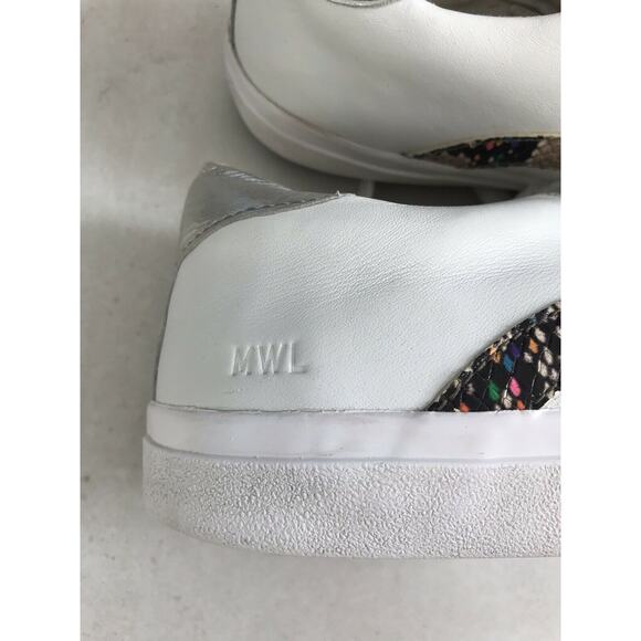 Madewell Print Leather Lace Up White Sneakers Unisex - Picture 6 of 8
